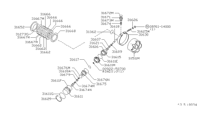 1988 Nissan Stanza Clutch & Band Servo Diagram 1