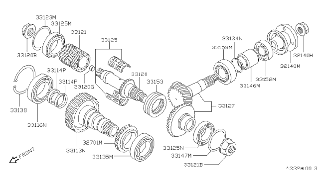 1986 Nissan Stanza Gear Counter Transfer Diagram for 33124-10R01