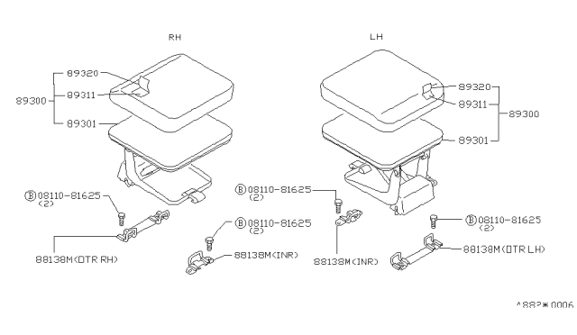 1986 Nissan Stanza Jump Seat LH Diagram for 89350-29R00