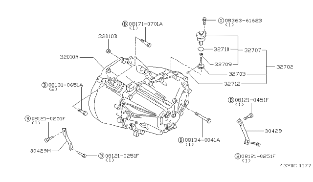 1988 Nissan Stanza Manual Transmission, Transaxle & Fitting Diagram 1