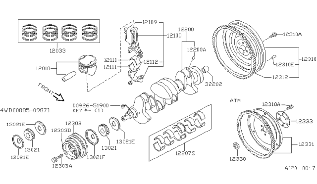 1988 Nissan Stanza Plate-Drive&Gear Diagram for 12331-03E00