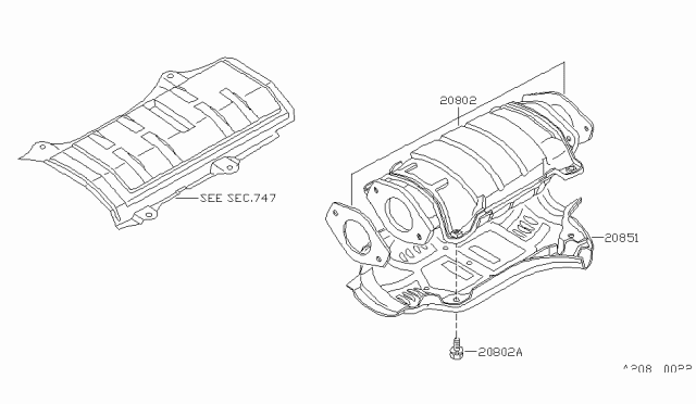 1988 Nissan Stanza Catalytic Converter Diagram for 20802-29R25
