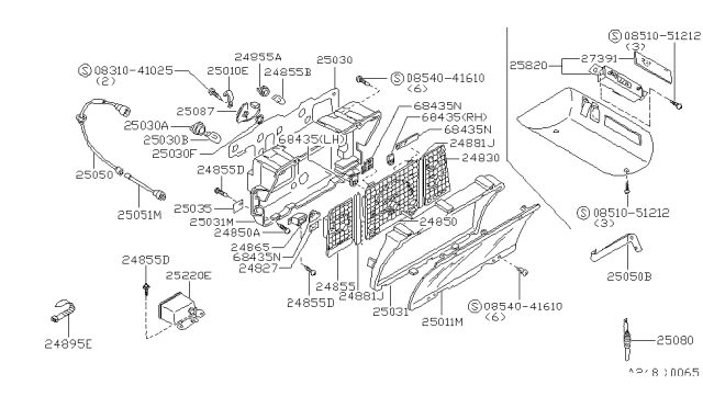 1988 Nissan Stanza Speedometer Assembly Diagram for 24850-29R02