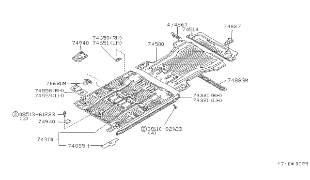 1986 Nissan Stanza Member Assy-Shock Absorber,Passenger Side Diagram for 74541-29R00