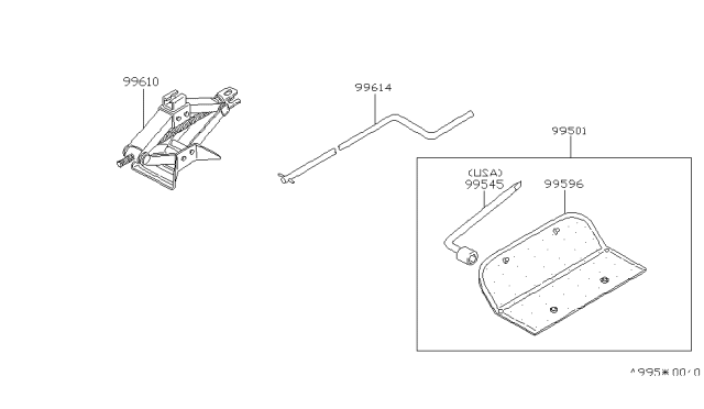 1986 Nissan Stanza Body-Jack Diagram for 99551-20R00