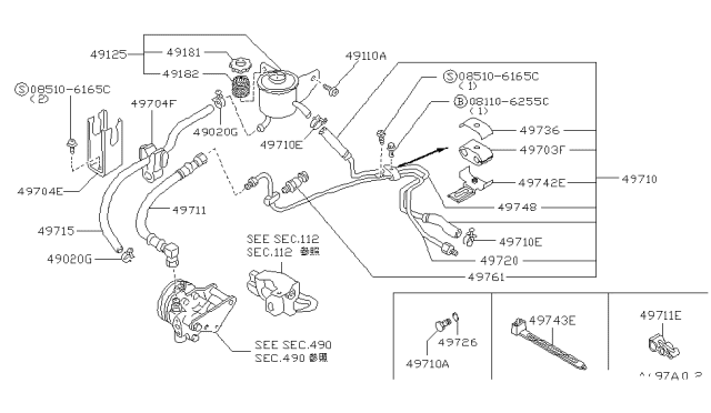 1987 Nissan Stanza Hose-Pump To Control Valve Diagram for 49720-29R00