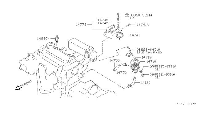 1988 Nissan Stanza Bolt-TORX Diagram for 14749-D0301