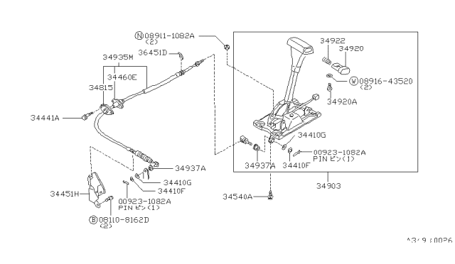1988 Nissan Stanza Bracket Guide Diagram for 34939-10R00