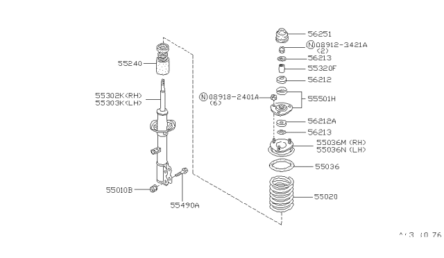 1986 Nissan Stanza Bolt Diagram for 40056-06R10