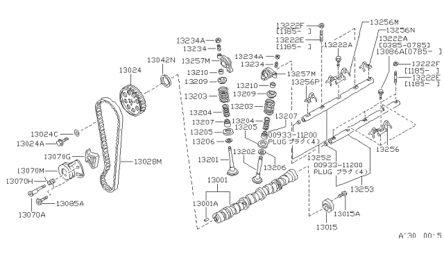 1986 Nissan Stanza Camshaft & Valve Mechanism Diagram