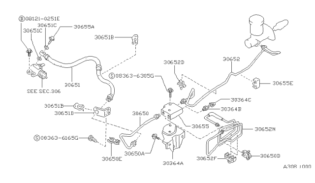 1991 Nissan Stanza Tube Assy-Clutch Diagram for 30850-85E10