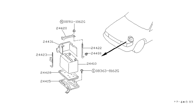 1990 Nissan Stanza Cover-Battery Diagram for 24431-65E00