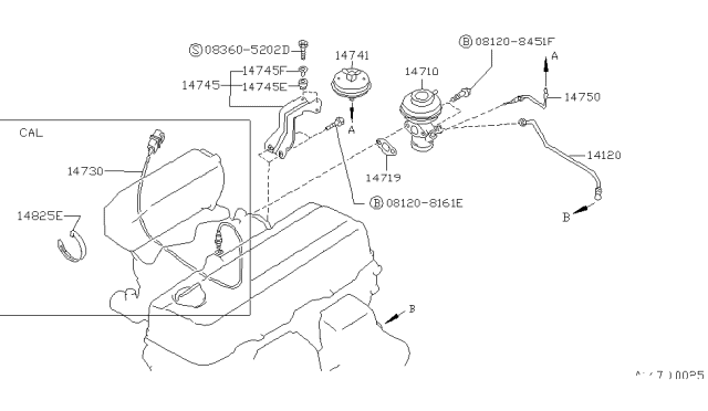 1990 Nissan Stanza Valve Assembly-EGR Control Diagram for 14710-30R10