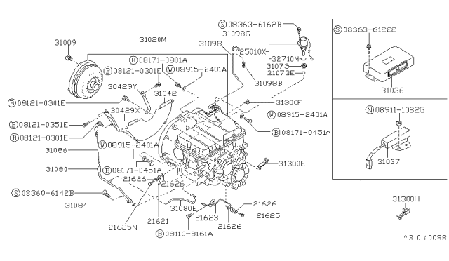 1992 Nissan Stanza Bolt Hex Diagram for 08171-0801A