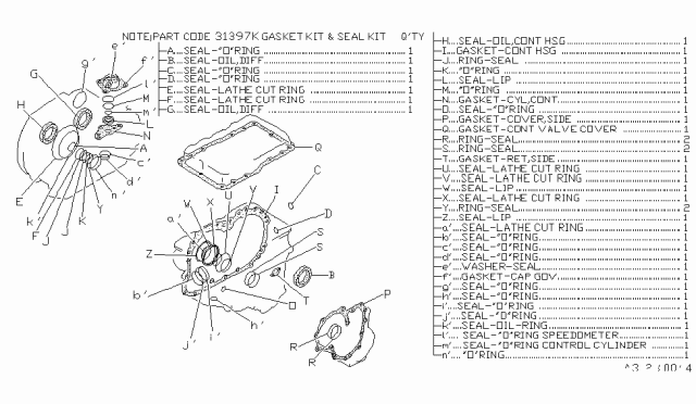 1991 Nissan Stanza Gasket & Seal Kit-Auto Transmission Diagram for 31397-26X27