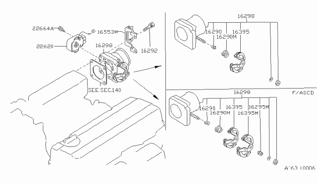 1990 Nissan Stanza Lever-Throttle Diagram for 16134-65E00