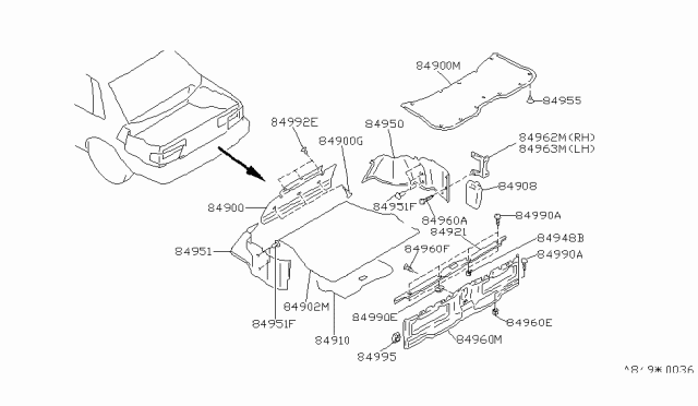 1992 Nissan Stanza Finisher-Rear Wheel House,Rear RH Diagram for 84950-55E00