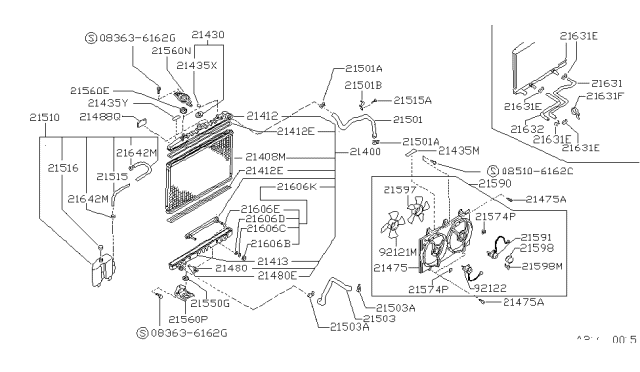 1991 Nissan Stanza Hose-Flexible Diagram for 21631-51E00