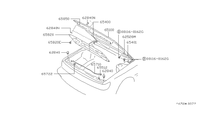 1990 Nissan Stanza Hinge Assy-Hood,LH Diagram for 65401-65E00