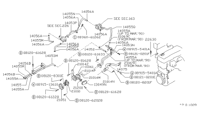 1990 Nissan Stanza Water Pipe Diagram for 14053-65E17