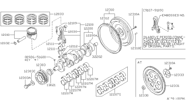 1992 Nissan Stanza Piston,Crankshaft & Flywheel Diagram