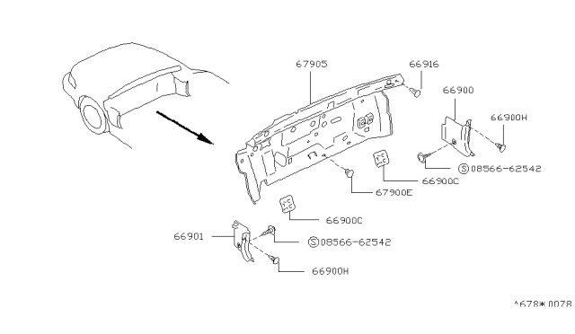 1992 Nissan Stanza Finisher-Dash Side,LH Diagram for 66901-65E02