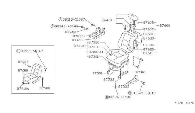 1990 Nissan Stanza Front Seat Diagram 3