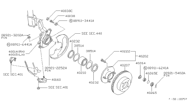 1990 Nissan Stanza Spindle-KNUCKLE RH Diagram for 40014-30R10