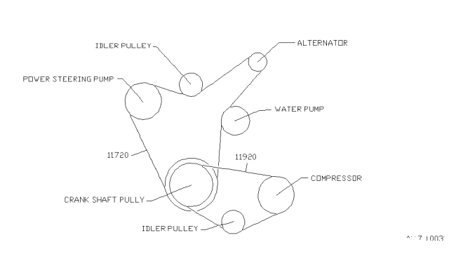 1990 Nissan Stanza Fan,Compressor & Power Steering Belt Diagram