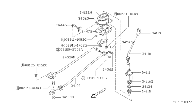 1991 Nissan Stanza Rod Assy-Control Diagram for 34103-55E00