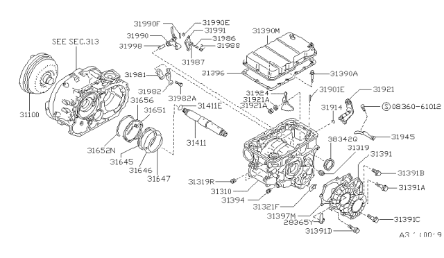 1991 Nissan Stanza Cover-Upper,Transmission Case Diagram for 31390-21X14