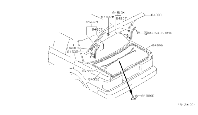 1990 Nissan Stanza Trunk Lid & Fitting Diagram