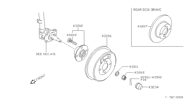 1991 Nissan Stanza Rotor-Disc Brake Diagram for 43206-42R03
