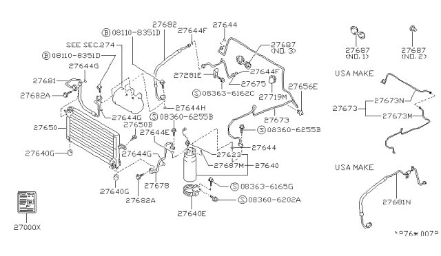 1991 Nissan Stanza Hose Flex High Diagram for 92490-65E01