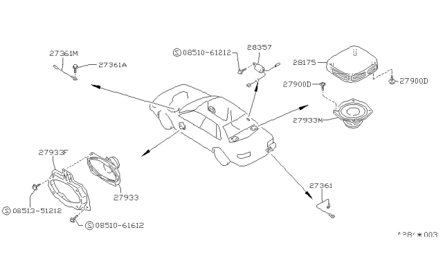 1990 Nissan Stanza Speaker Unit Diagram for 28156-66E01