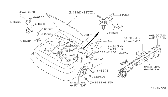 1992 Nissan Stanza HOODLEDGE LH Diagram for 64113-65E35