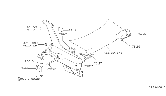 1991 Nissan Stanza Extension-Rear Fender,RH Diagram for 78154-51E10