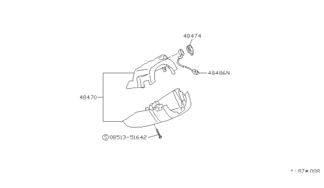 1991 Nissan Stanza Cover Set-Steering Column Diagram for 48470-85E00