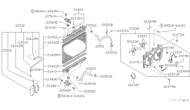 1992 Nissan Stanza Radiator,Shroud & Inverter Cooling Diagram 2