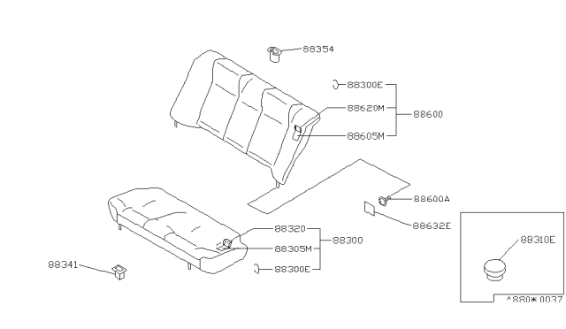 1991 Nissan Stanza Rear Seat Diagram 2