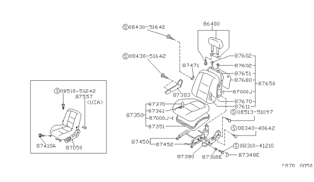 1991 Nissan Stanza Front Seat Diagram 1