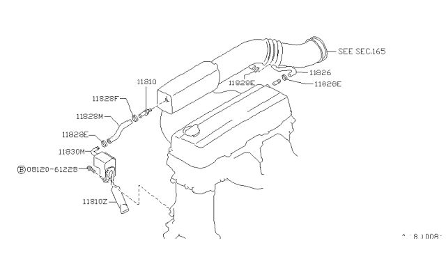 1990 Nissan Stanza Separator Assy-Breather Diagram for 11830-30R00