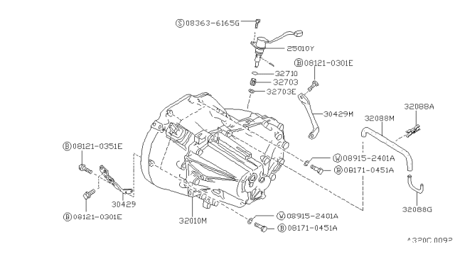 1991 Nissan Stanza Manual Transmission, Transaxle & Fitting Diagram