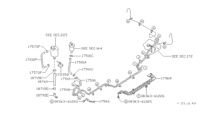 1990 Nissan Stanza Hose Fuel Diagram for A8741-00038