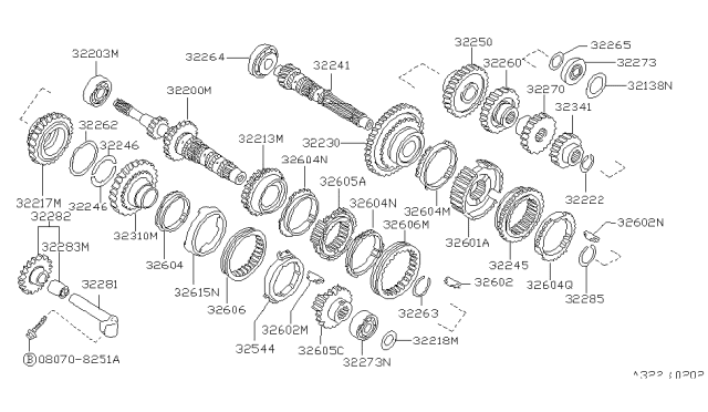 1992 Nissan Stanza Gear-Input Shaft Diagram for 32201-03E07