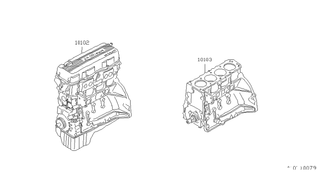 1991 Nissan Stanza Engine Bare Diagram for 10102-65E00