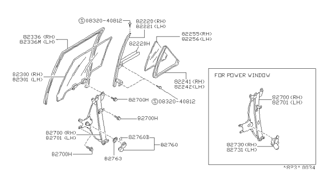 1990 Nissan Stanza Rear Door Window & Regulator Diagram