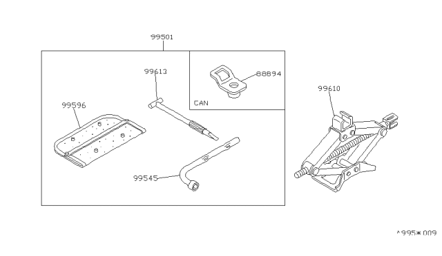 1992 Nissan Stanza Tool Kit & Maintenance Manual Diagram