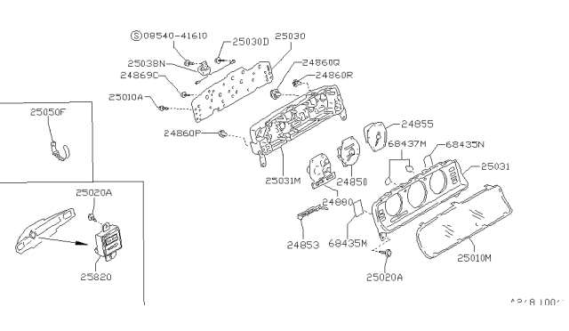 1990 Nissan Stanza Lens-Warning Lamp Diagram for 24880-89E00