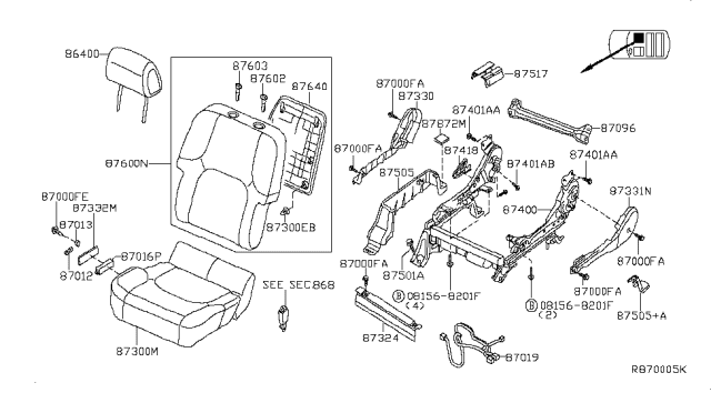 2009 Nissan Pathfinder Front Seat Diagram 5